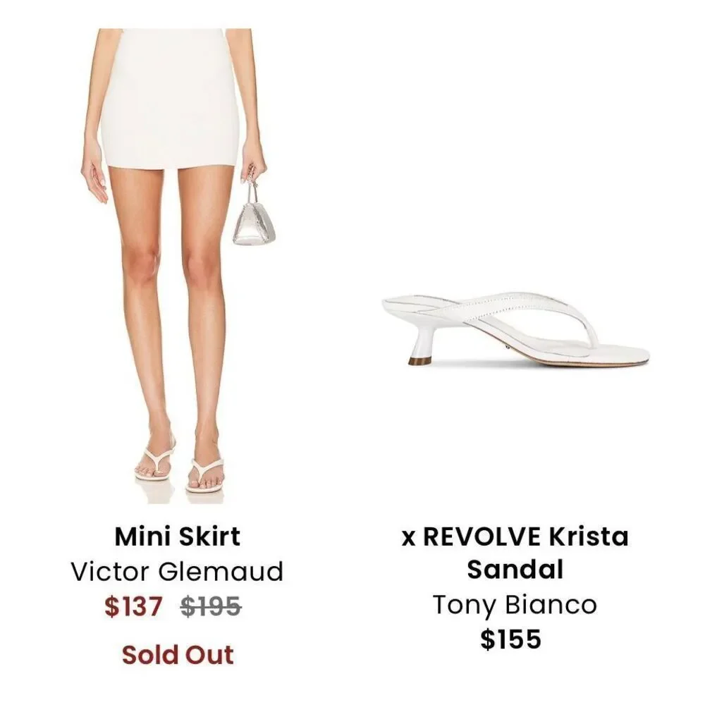 REVOLVE x Victor Glemaud White Ribbed Bodycon Mini Skirt, Women’s Small NWT